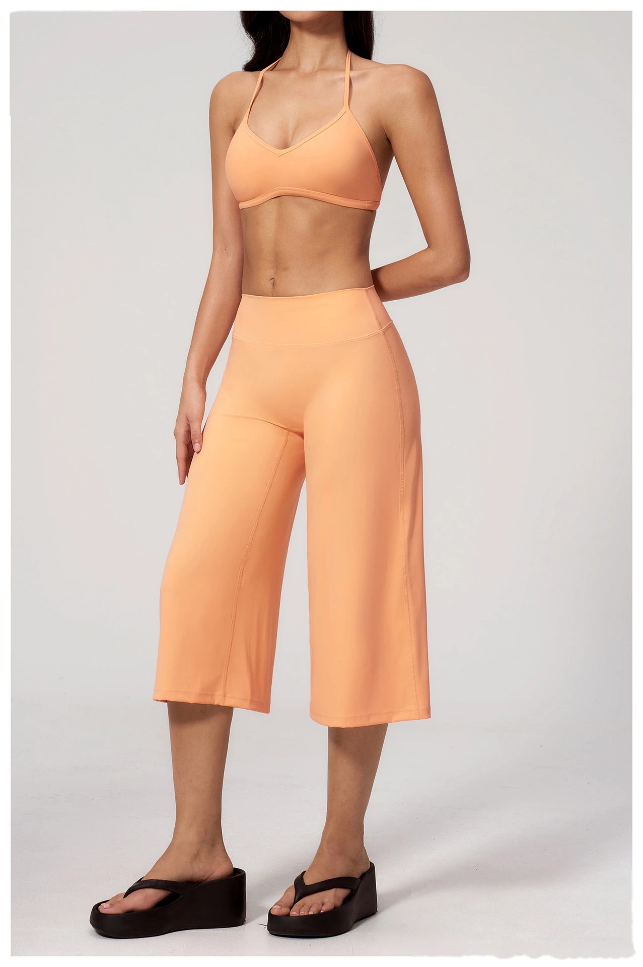 Beauty Back Shockproof Sports Bra Yoga Set, High Waist Wide Leg Seven Points Pants Fitness Suit detail