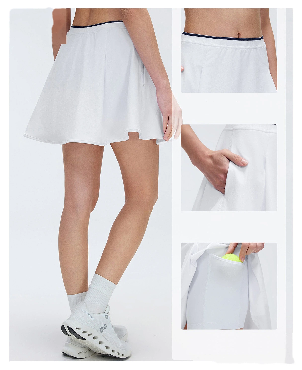Bulk Custom A-Line Yoga Sports Skirt - Women's Color Block High-Waisted Sweat-Wicking Anti-Chafe Tennis Skort detail