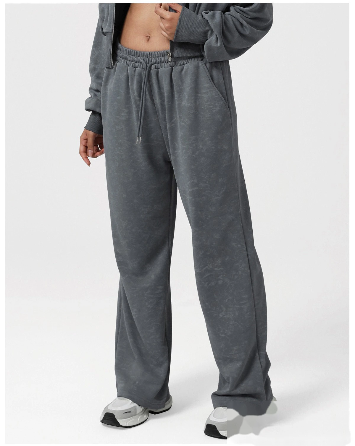 Autumn & Winter Women’s American-Style High-Waisted Pants - Tie-Dye Printed Loose Straight-Leg Gym Wide-Leg Trousers detail