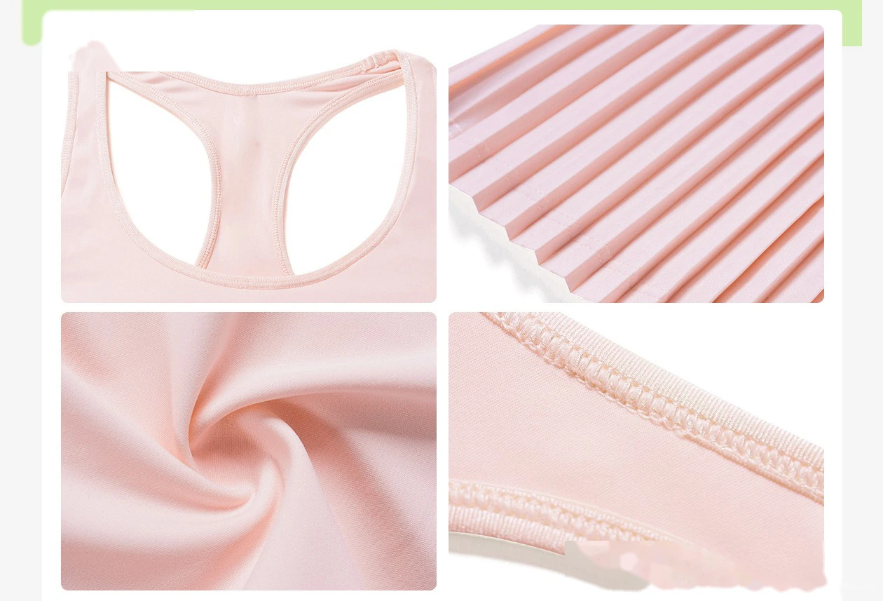 Custom-made beautiful back sports dress with chest pad yoga vest skirt cool breathable tennis pleated skirt - allni detail