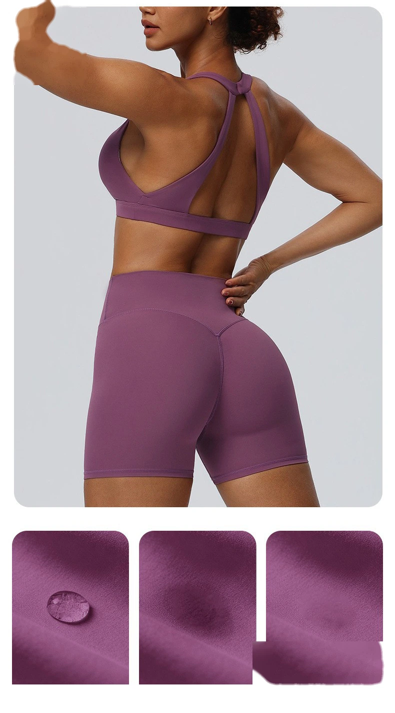 European American Style Halter Beauty Back Sports Bra, Breathable Quick Dry Yoga Fitness Underwear for Women detail
