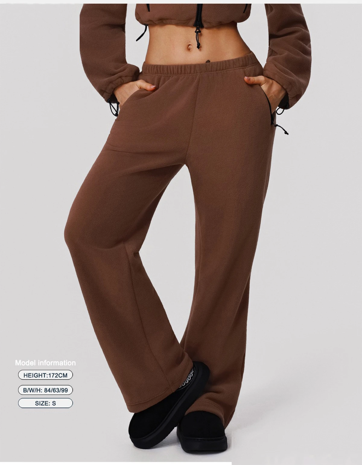 Custom Winter Warm Sweatpants - Women's Wide-Leg Slim Straight Loose Pants for Outdoor Running detail