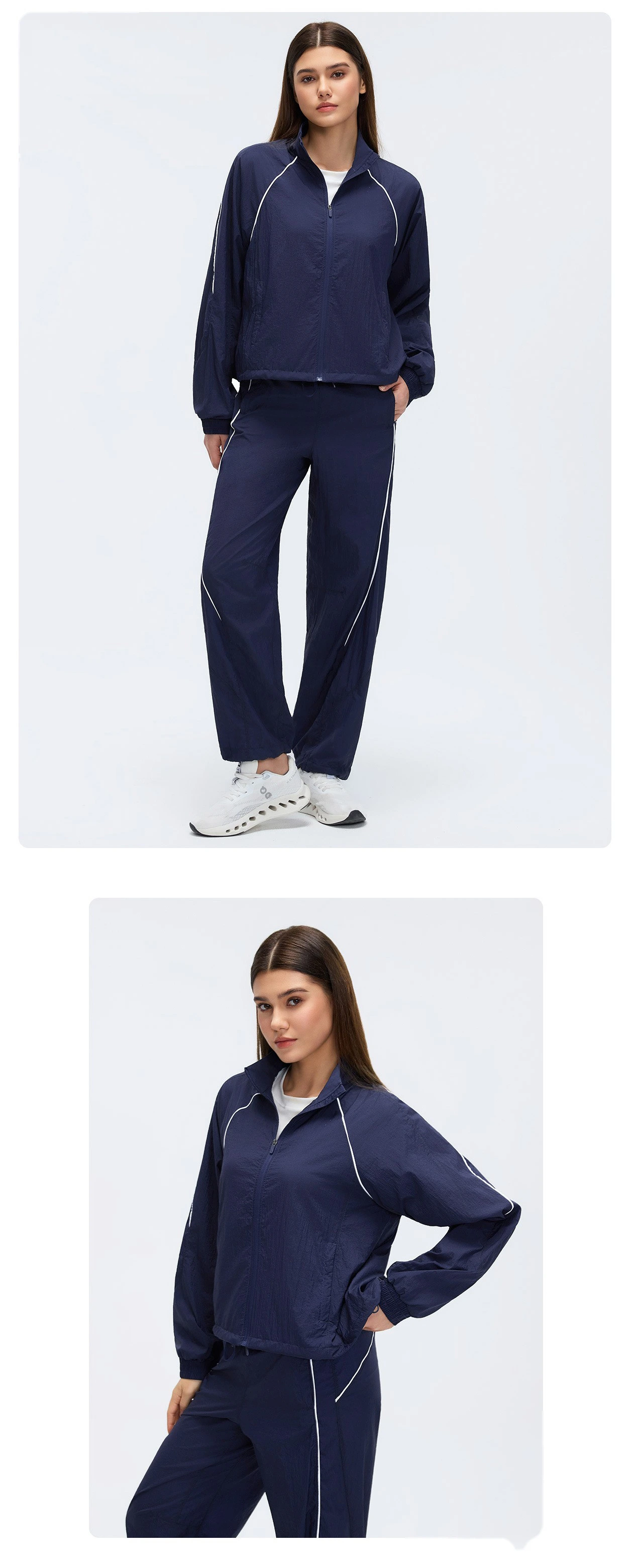Women’s Spring Summer Light Jacket Outerwear Breathable Casual Running Fitness Tracksuit Set detail