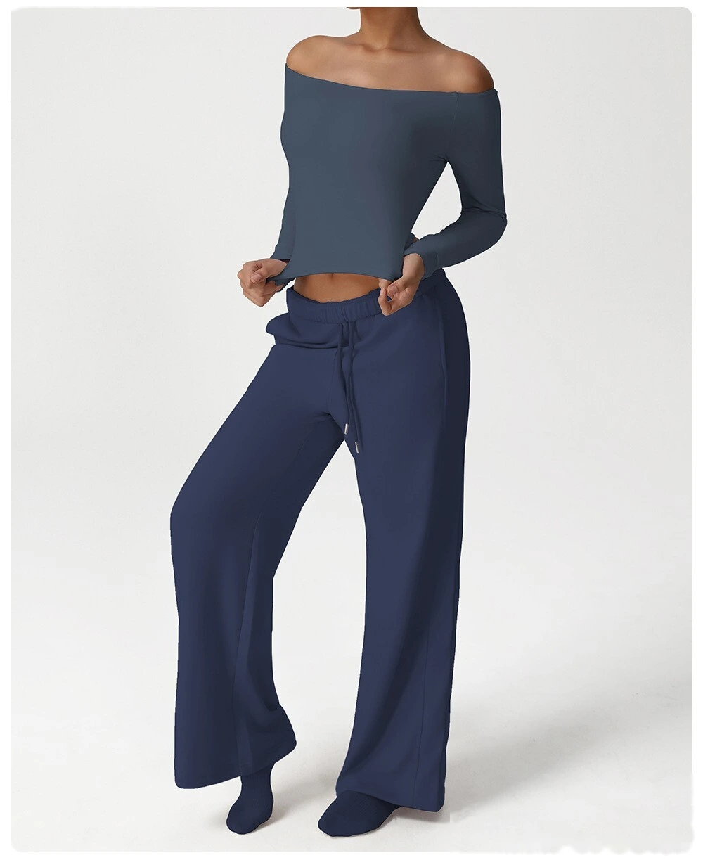 Custom leisure sweatpants loose pocket straight wide-leg pants dance training yoga pants running fitness pants detail
