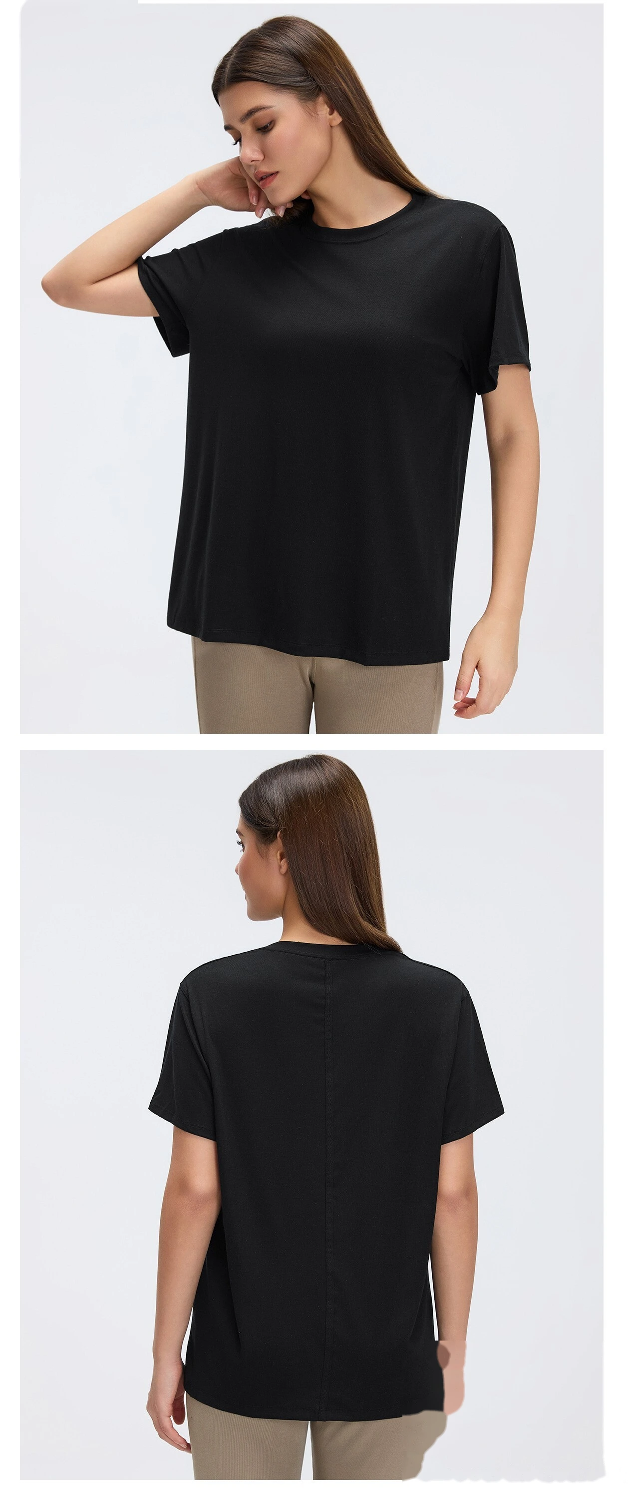 Custom Loose Short‑Sleeve Yoga & Fitness T‑Shirt for Women, Factory Direct Sales, Support Custom OEM/ODM detail