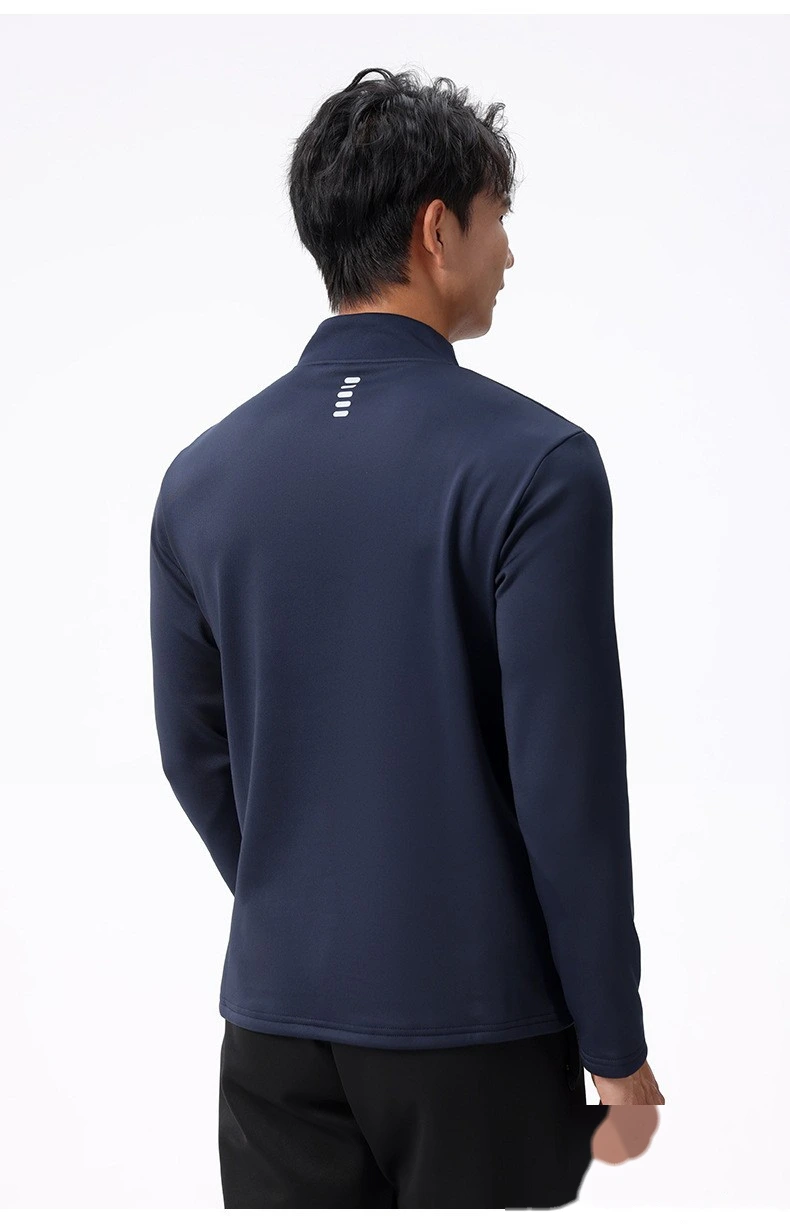 Customized men's spring and autumn sportswear fitness fishing running collar half zipper sports long sleeve T-shirt detail