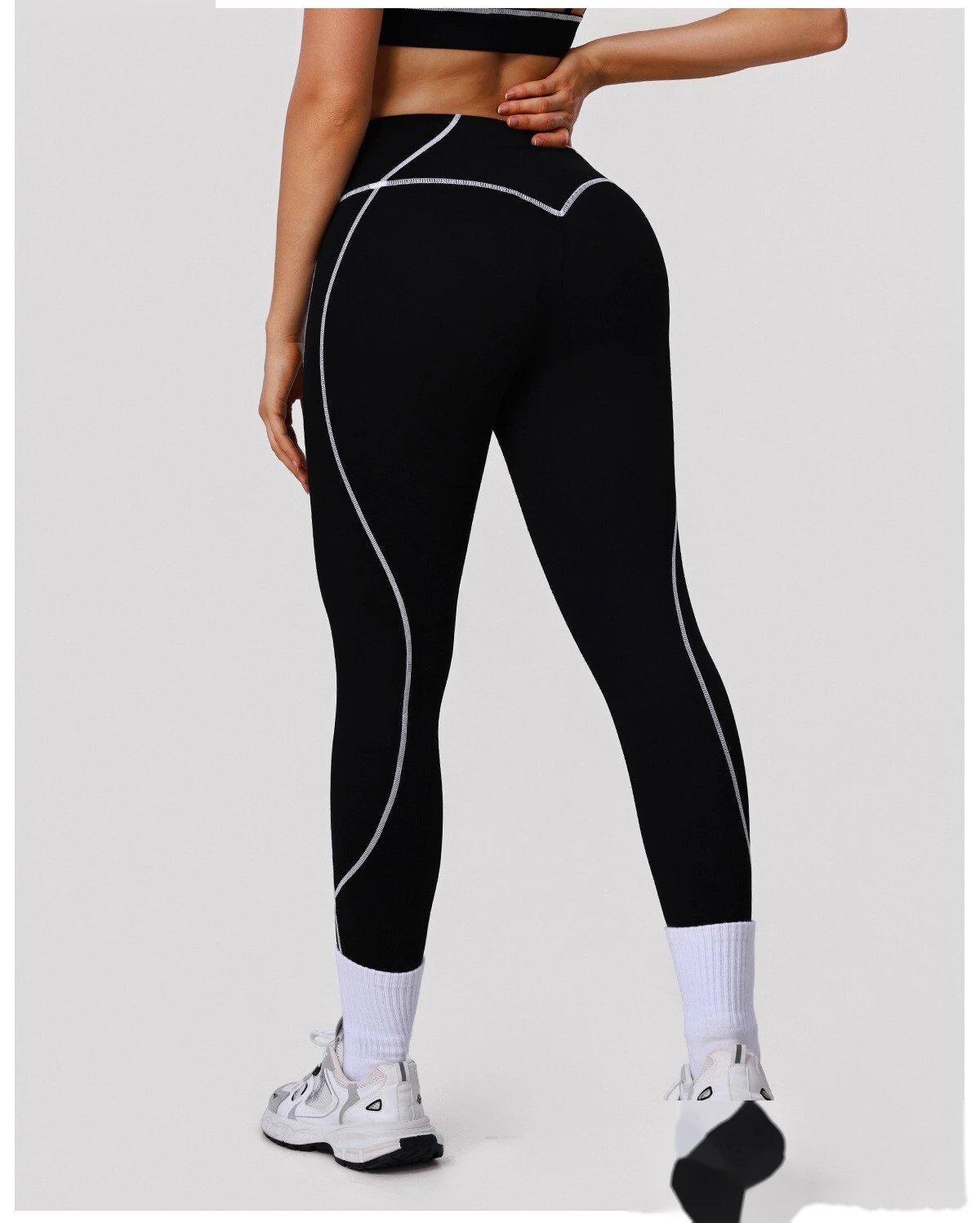 Bulk Custom Women's Yoga Leggings - High-Elastic Color Block Buttery Soft Fitness Pants detail