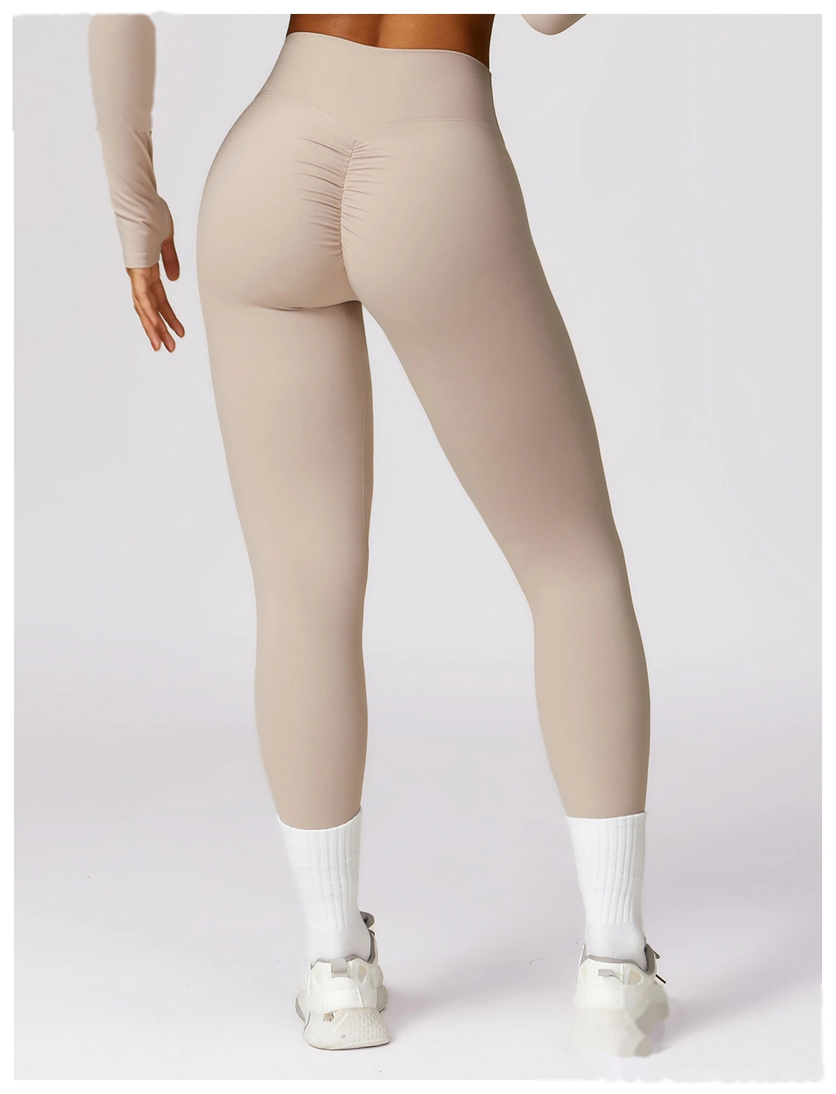 Customized yoga pants sanding, abdomen lifting and hip lifting, high waist wearing running and fitness pants. detail