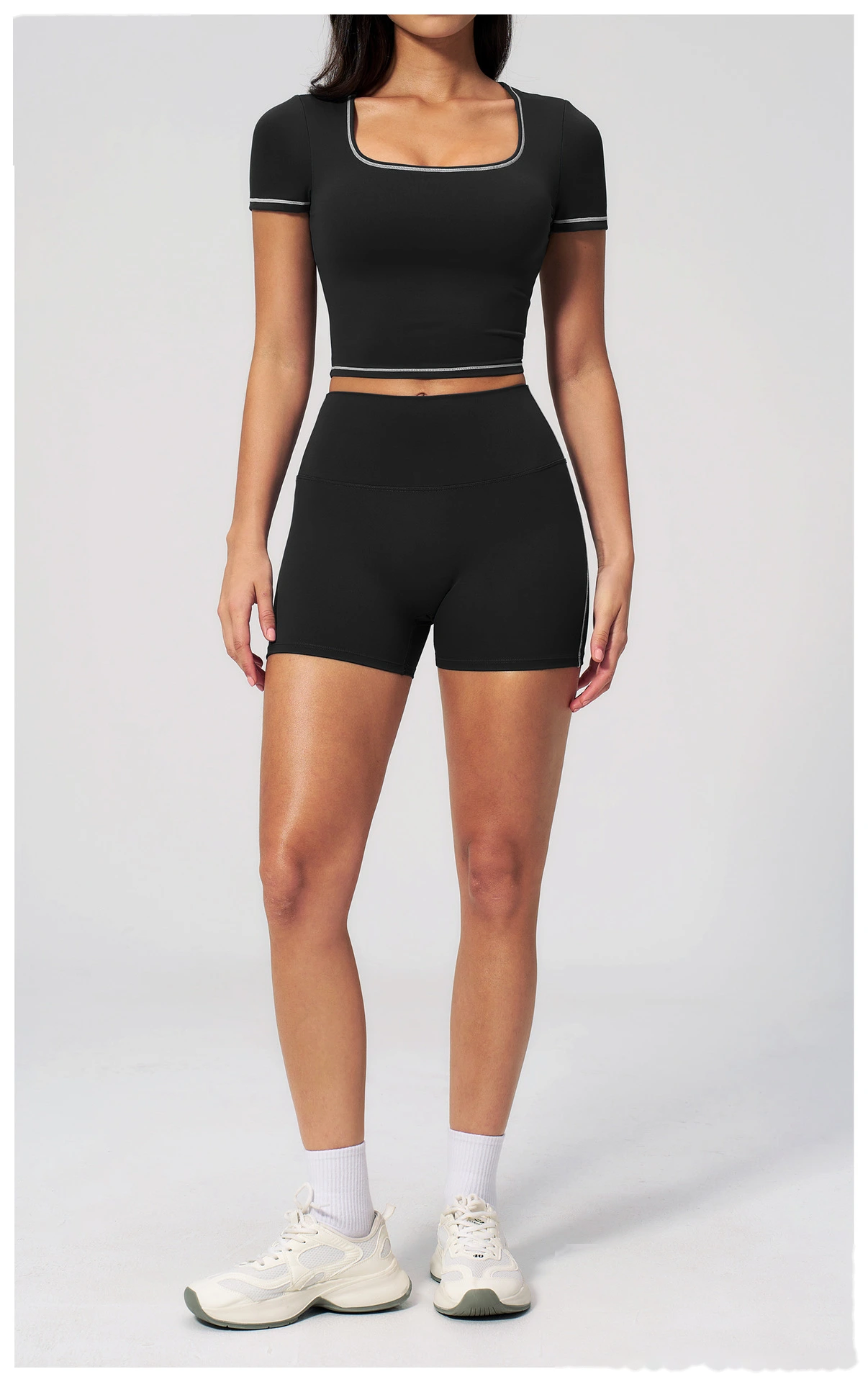 High Waist Peach Hip Naked Feel Yoga Shorts, Elastic Tight Sports Fitness Yoga Short Outfit for Women detail