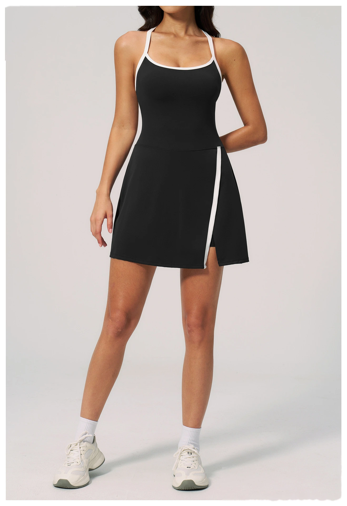 Women's Short Quick Dry Yoga Dress, Hollow Out Design, Naked Feel Slim Breathable Sports Fitness Dress detail