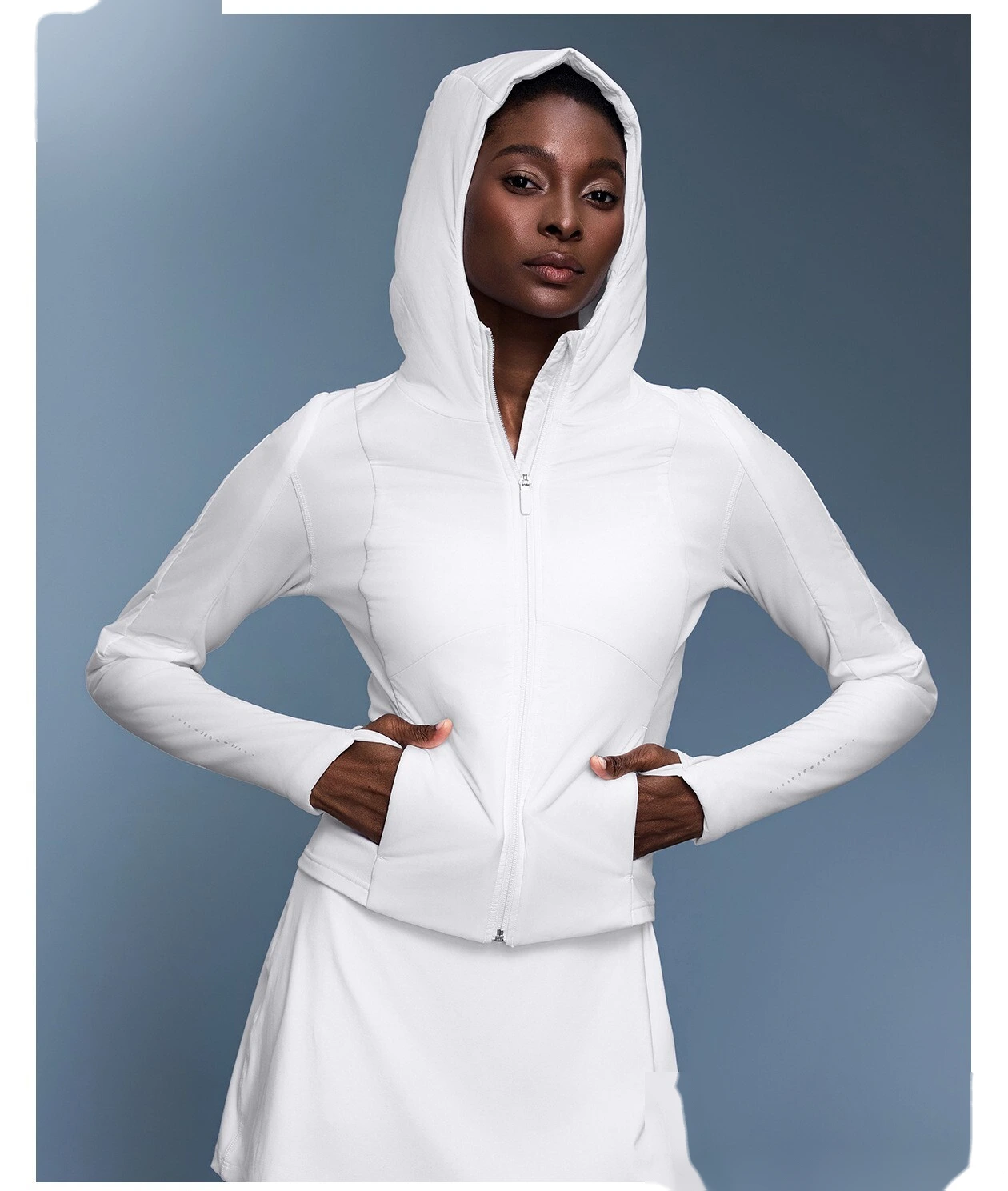 Customized autumn and winter ladies' thin cotton-padded clothes slim and slim plus cashmere cardigan sports hooded coat detail