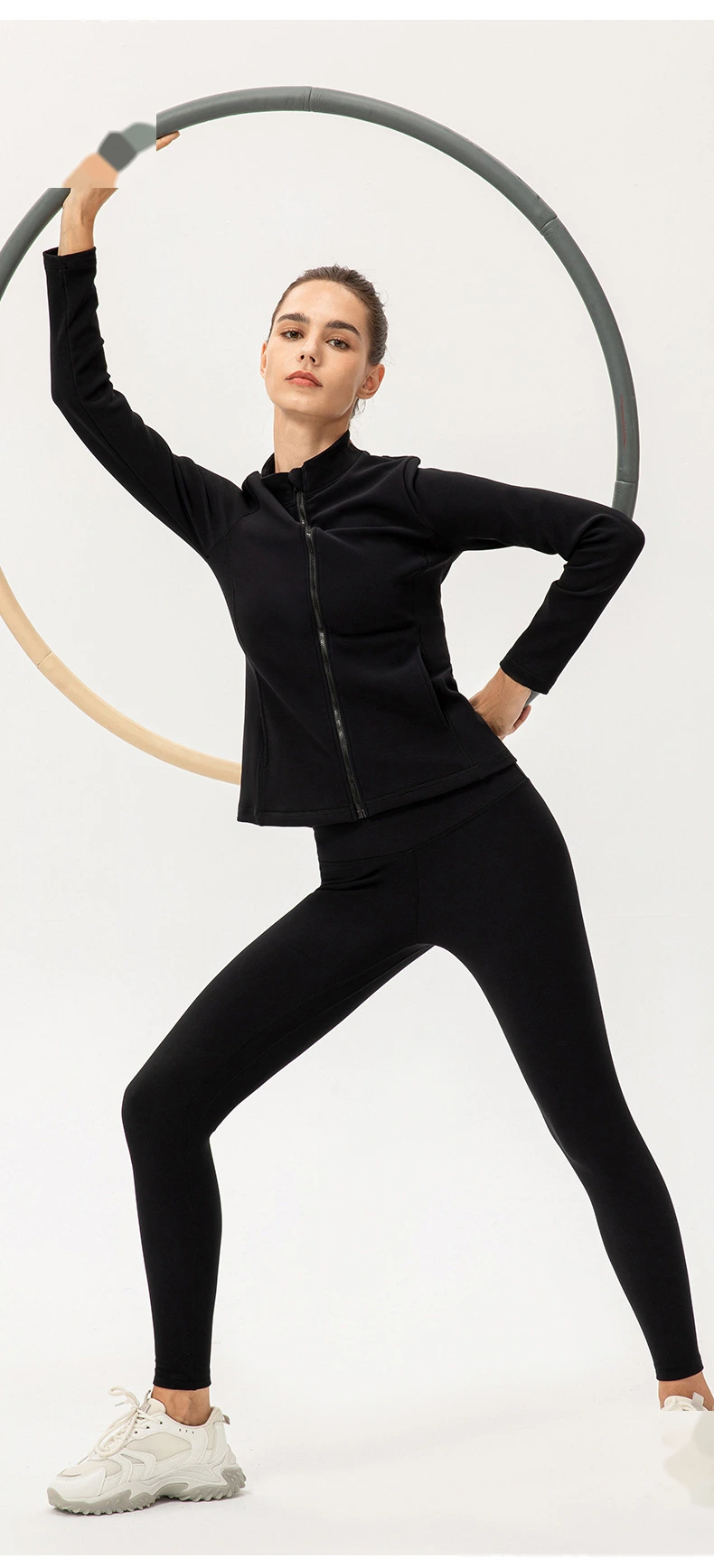 Women high waisted leggings front no seam yoga workout pants detail