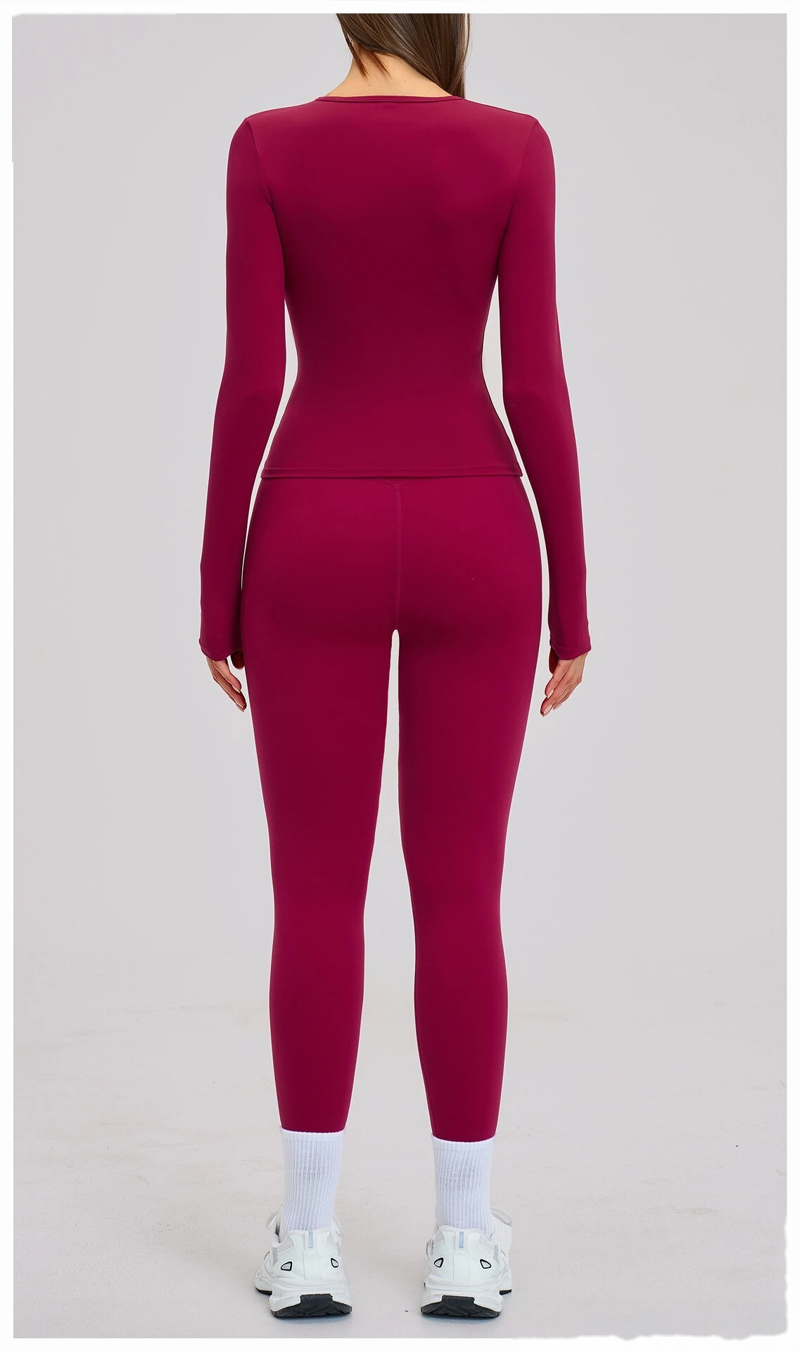 Custom Women's Yoga Set - High Stretch Tight Long Sleeve Top & Leggings for Outdoor Running Fitness detail