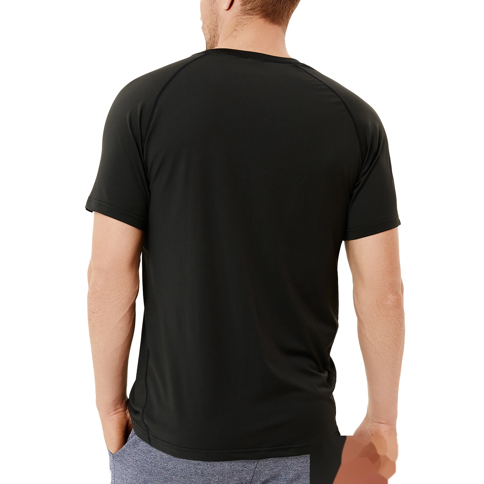 Summer men's loose running clothes sweat-absorbent breathable fitness short-sleeved round neck T-shirt detail