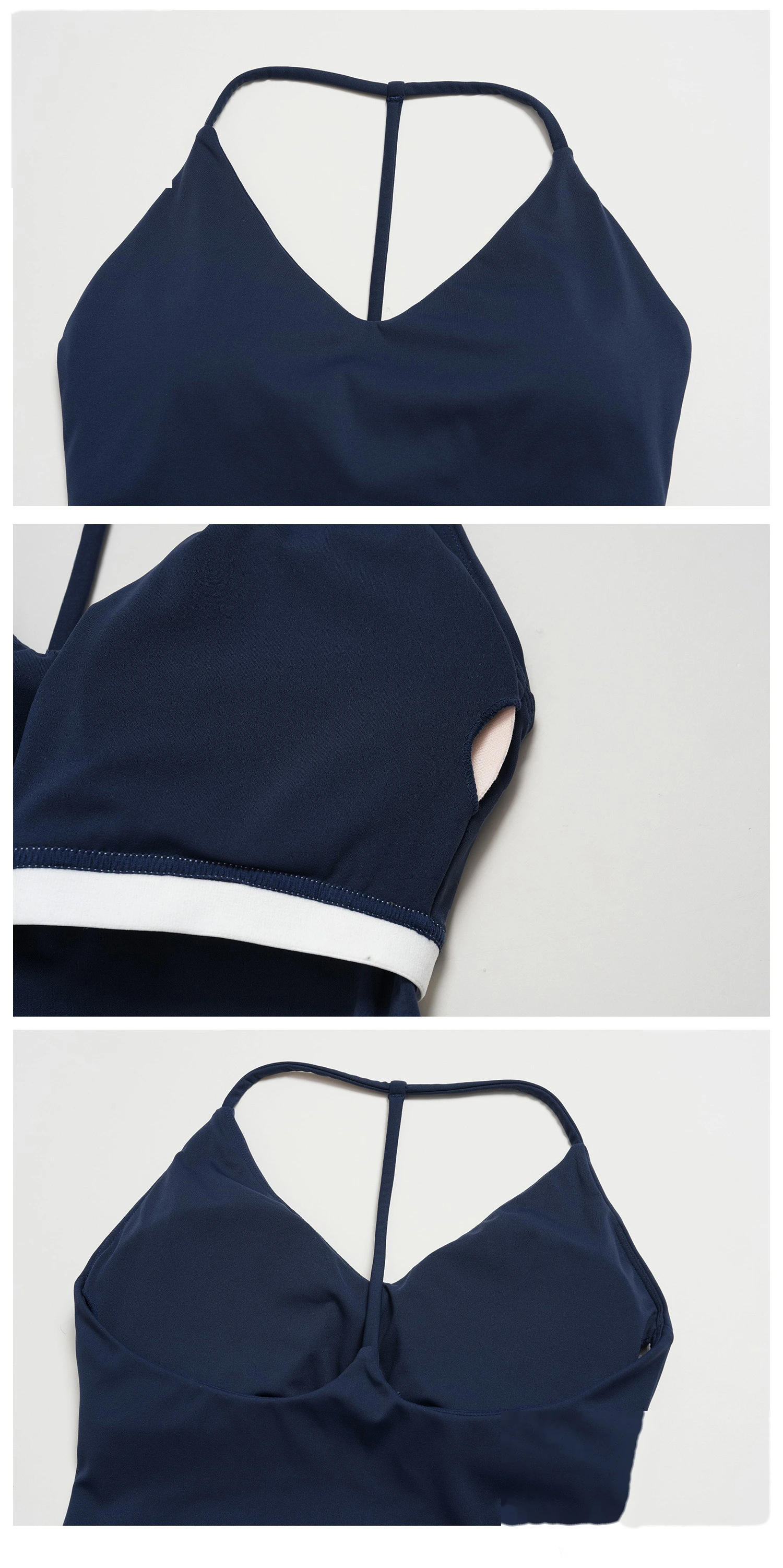 Custom Women Halter Sports Vest, V Neck Slim Yoga Top With Padded Bra Outer Wear Workout Tank Top detail