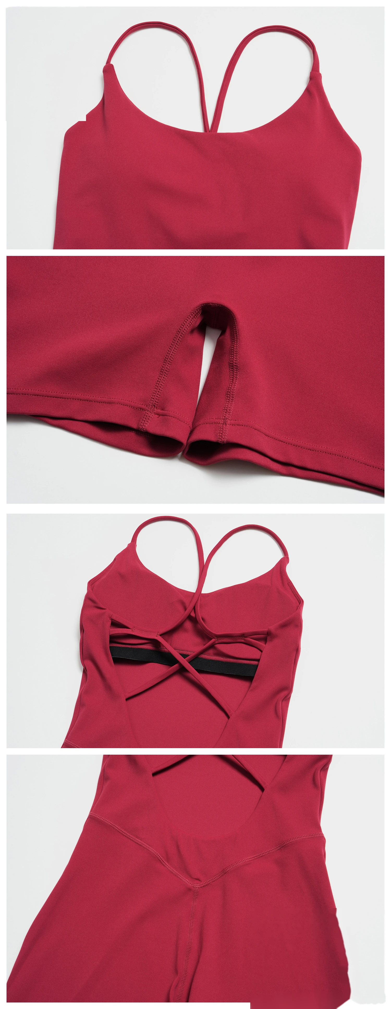 Backless Ruched Flared Leg Yoga Jumpsuit, Custom Butt Lifting Slim Fitness Dance One Piece Sports Wear detail