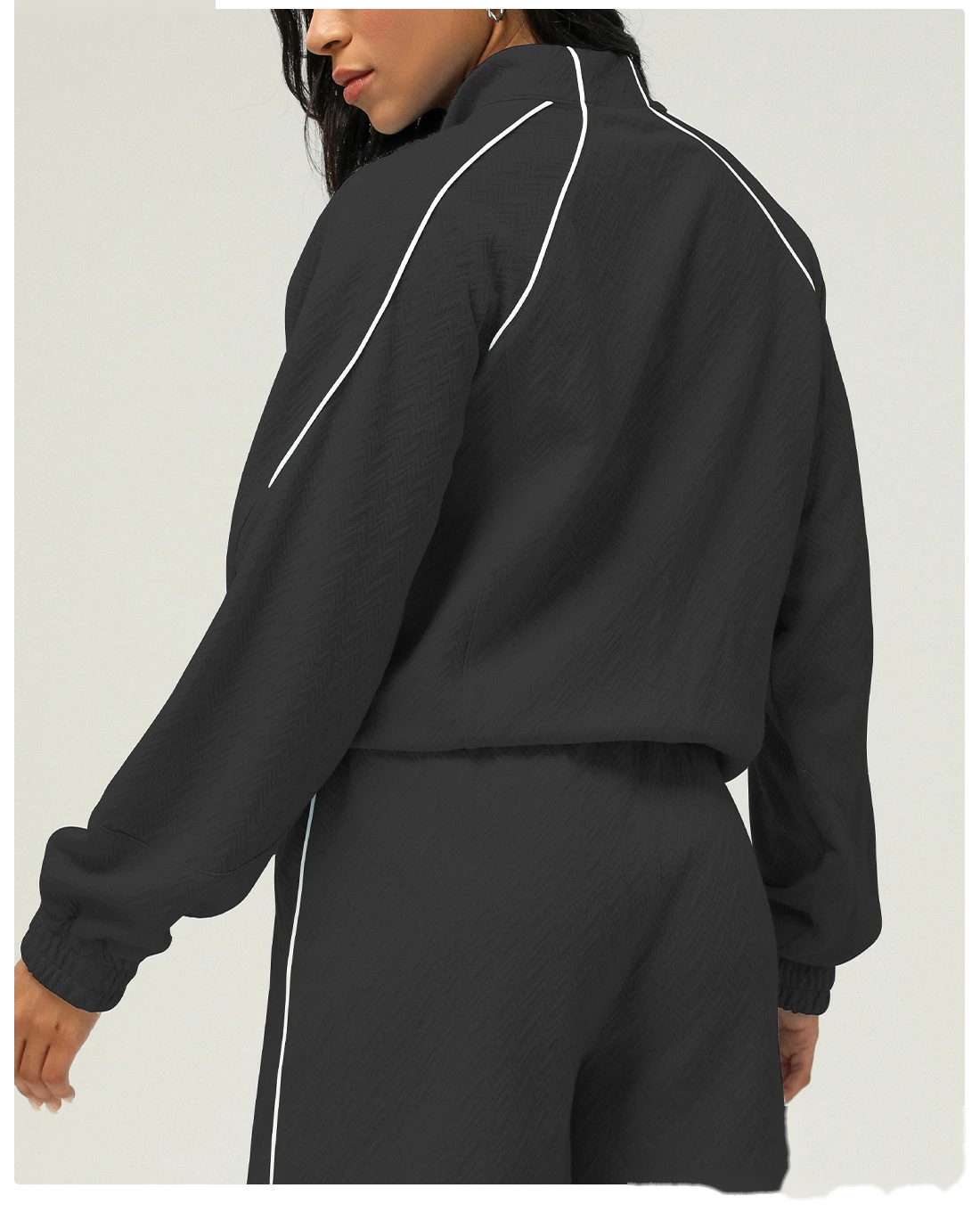 Custom autumn and winter sports and leisure collar jacket women's sweater outdoor fitness coat zipper coat detail
