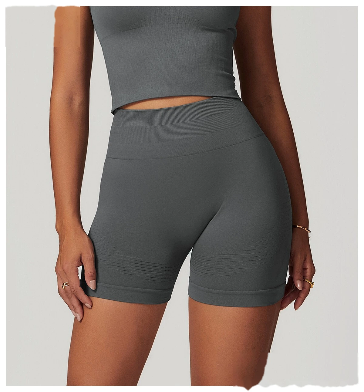 Custom Seamless High-Waisted Yoga Shorts - Women’s Butt-Lifting Peach Hip Tight Fitness Running Shorts detail