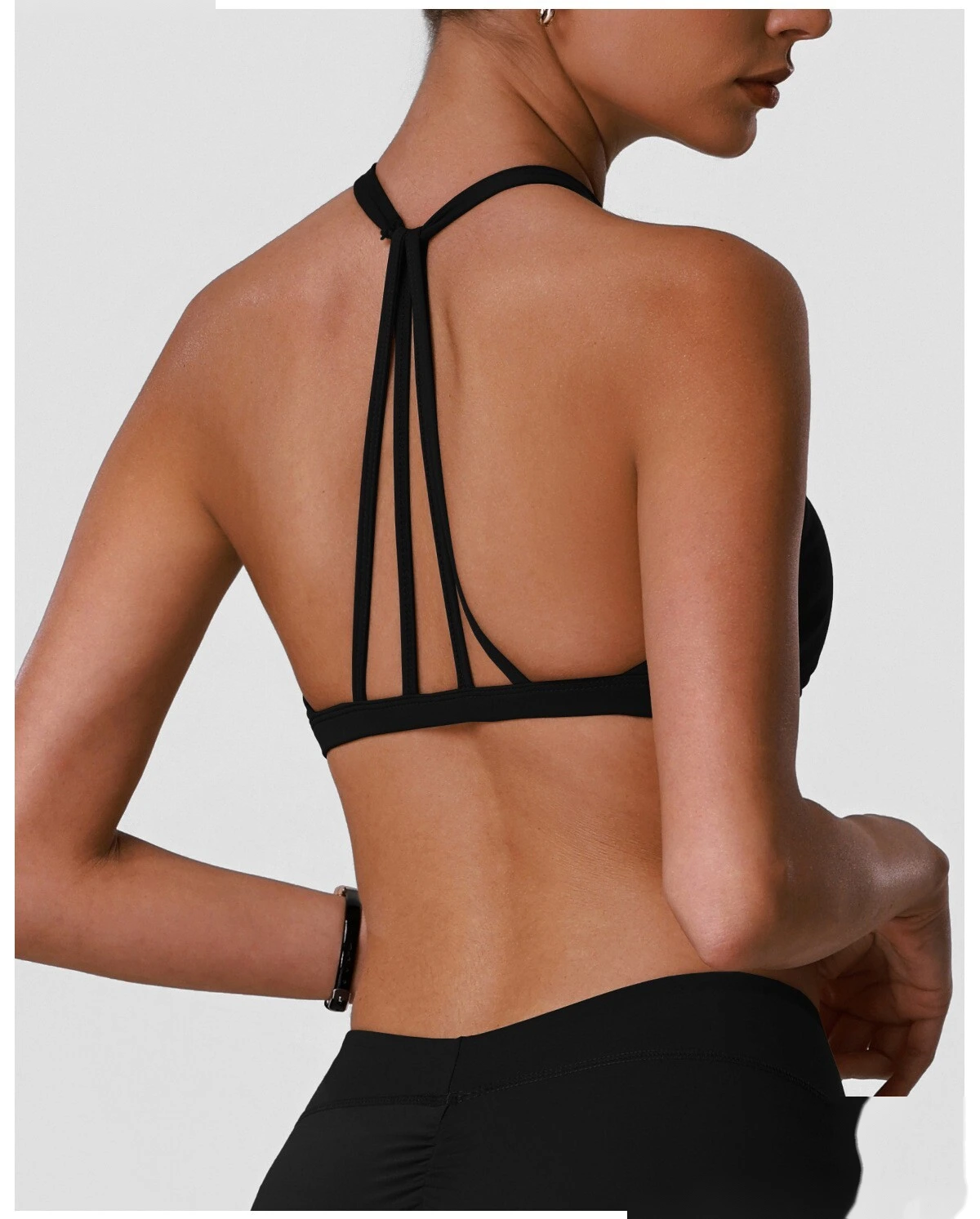 Women's Custom Halter Backless Sports Bra & High Waist Yoga Leggings Set Fitness Workout Tracksuit detail