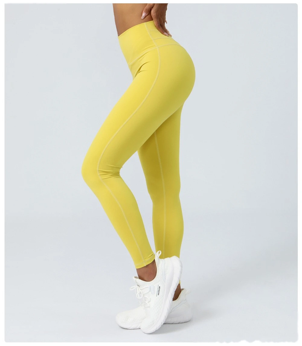 Custom nude yoga T-free embarrassing line fitness pants sports hip pants detail