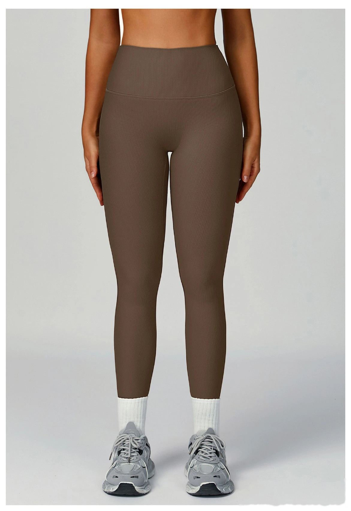 Threaded yoga pants, high waist, hips and slim tights, outdoor sports and running fitness clothes detail