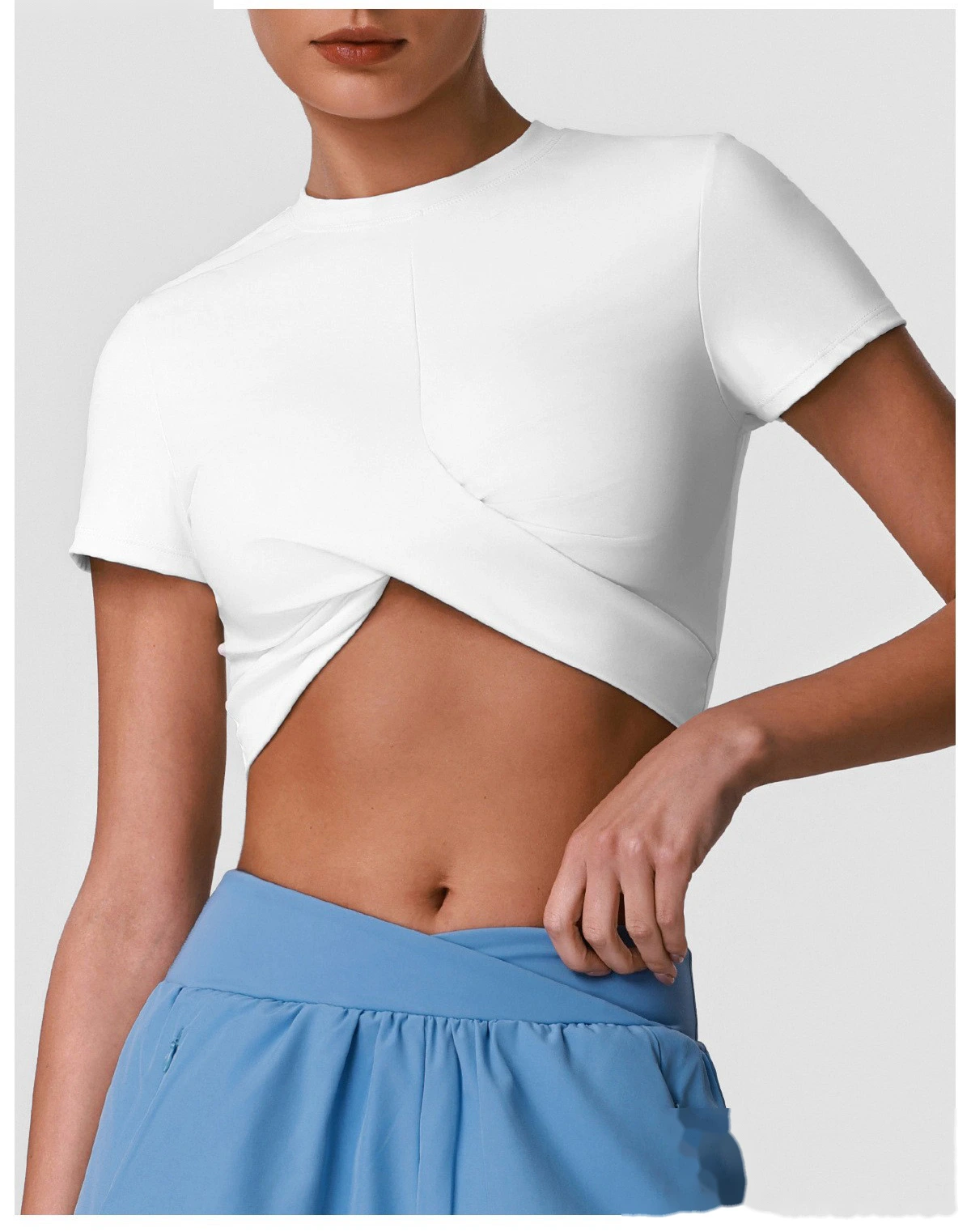 Women's Custom Waist Slimming Slim Fit Sports Fitness Short Sleeve, Casual Short Length Outdoor Yoga Top T-Shirt detail