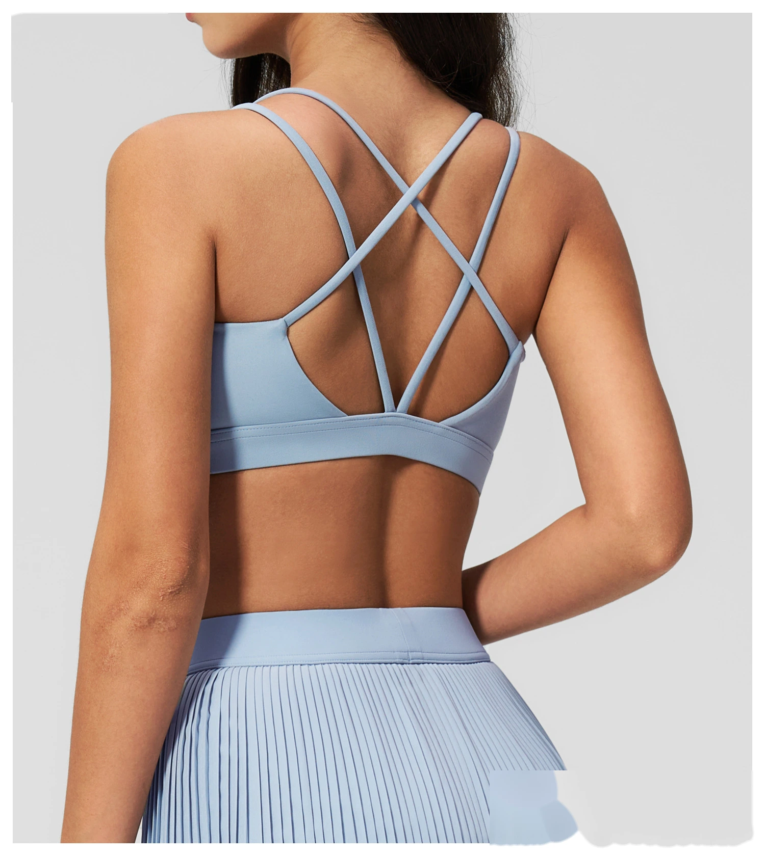 Women's Yoga Outfit Set, Sexy Beauty Back Sports Bra and Quick Dry Fitness Tennis Skirt Workout Suit detail