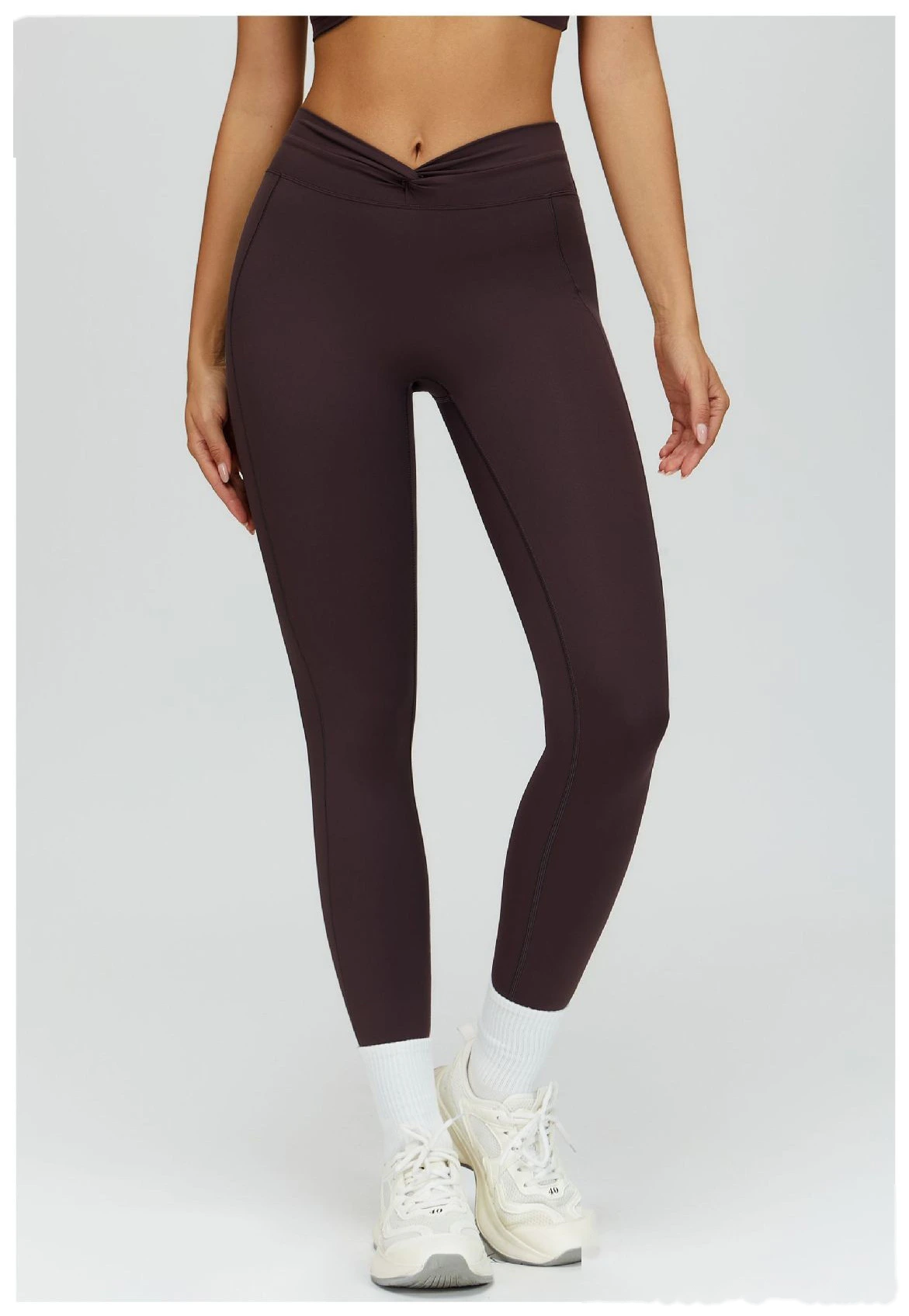Custom Women’s Naked-Feel Running Leggings - Cross High-Waisted Ruched Tight Yoga Fitness Pants detail