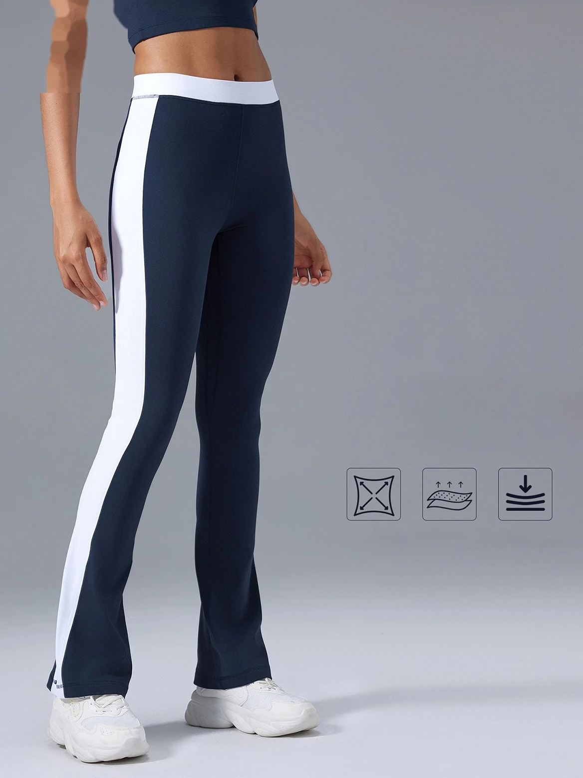 Customized contrast micro-pants, high waist and slim, wearing fitness yoga pants and leisure sports pants. detail