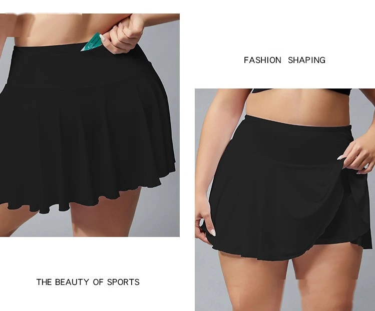 Women plus size high rise fitness quick dry running pleated tennis skirts detail