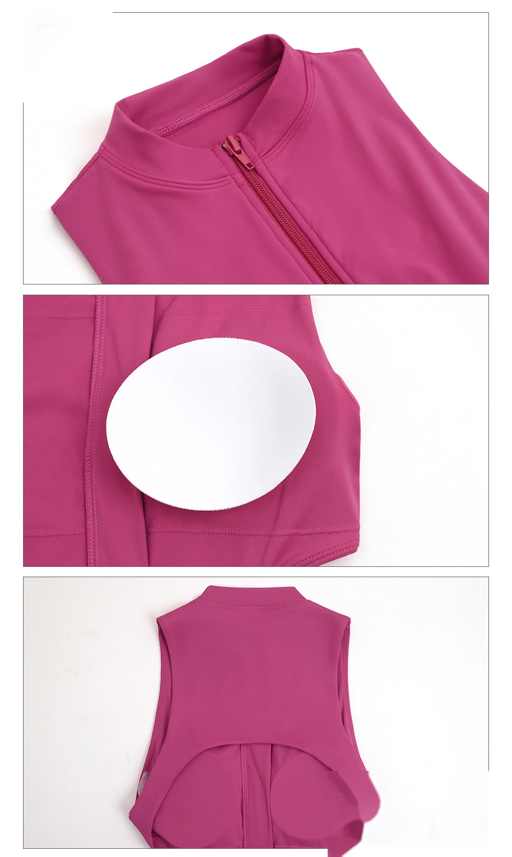 Customized sexy yoga jumpsuit shaping slim zipper stand collar sports jumpsuit shorts fitness suit detail