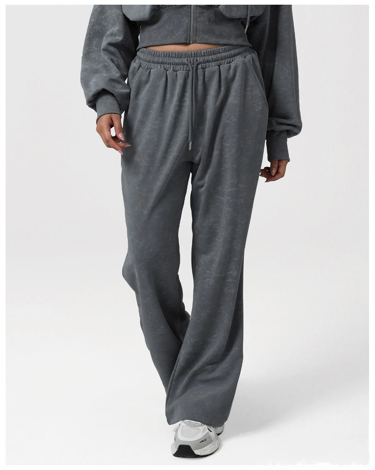 Autumn & Winter Women’s American-Style High-Waisted Pants - Tie-Dye Printed Loose Straight-Leg Gym Wide-Leg Trousers detail