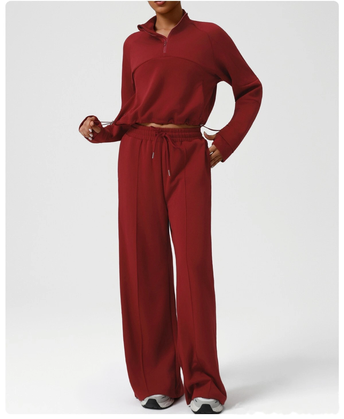 Customized thick sweater in autumn and winter sports leisure yoga clothes long sleeve coat loose sweater woman detail