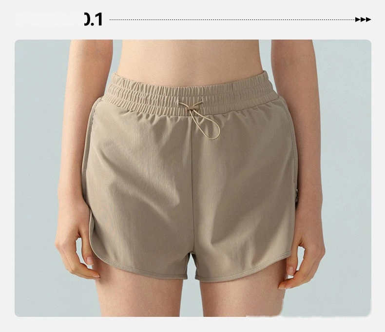 Custom women mesh fake 2 pcs drawstring sports shorts running 2 in 1 shorts Factory OEM Low MOQ detail
