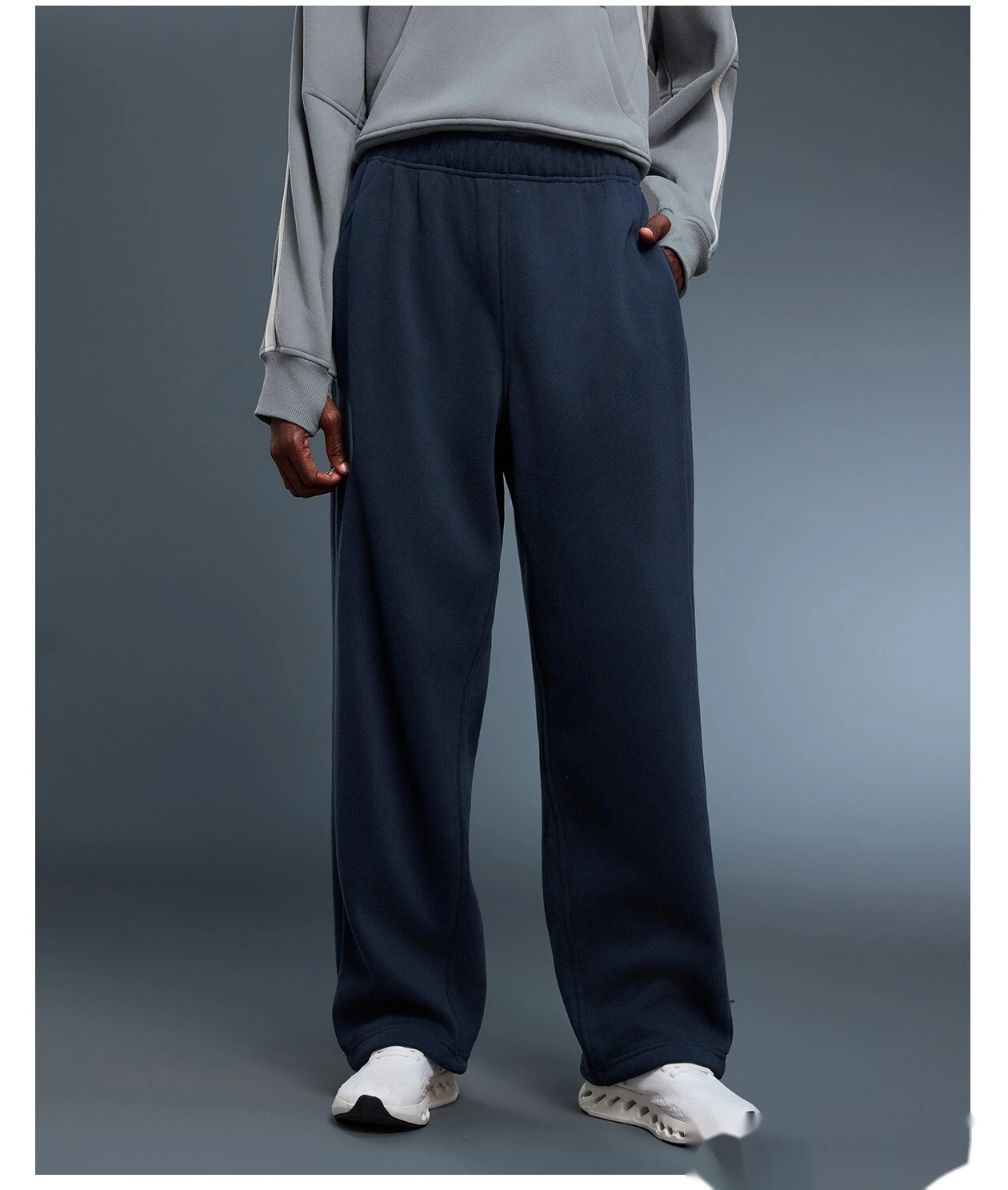 Customized velvet warm casual pants loose sports pants in autumn and winter ladies drawstring leg pants - allni detail