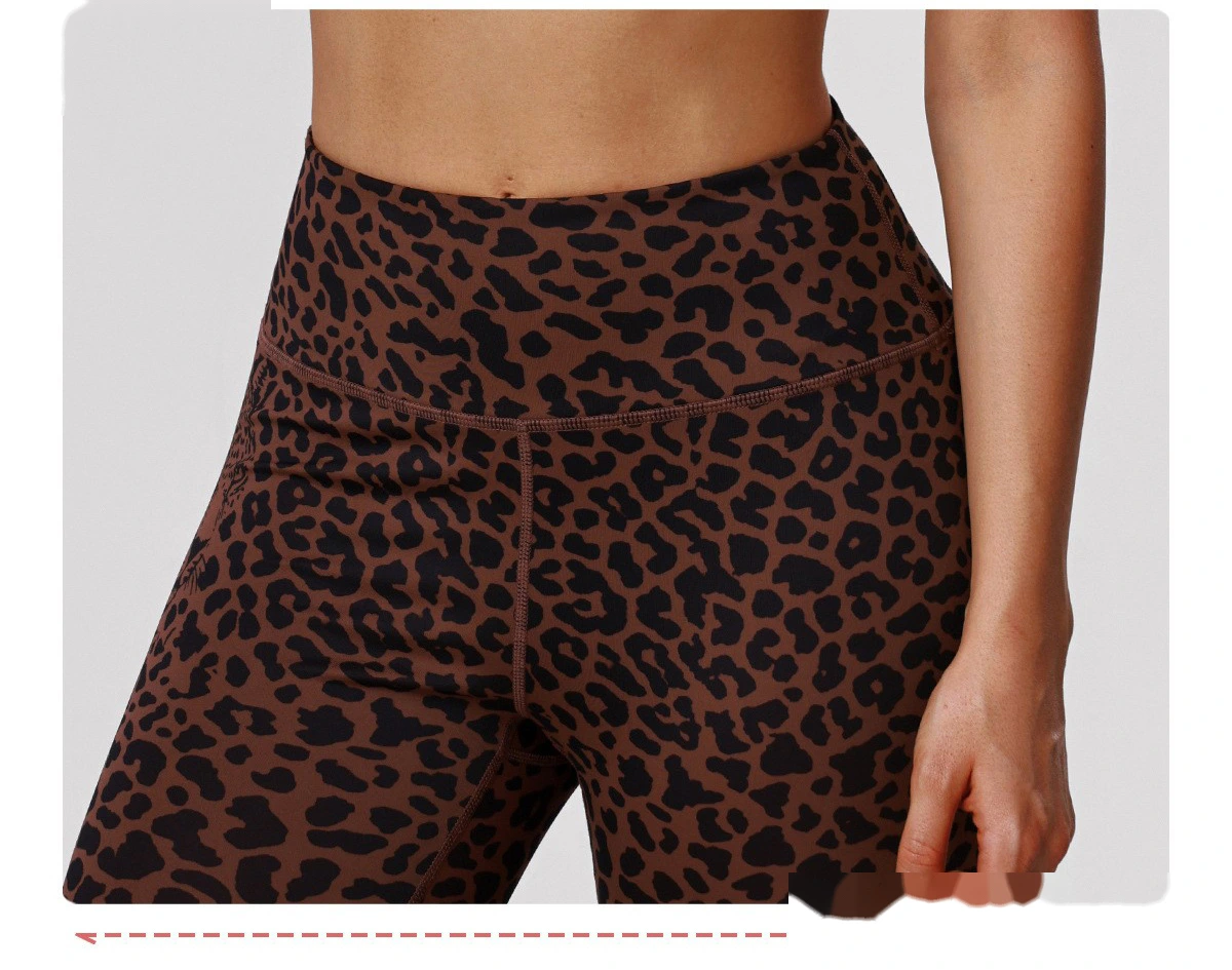 Bulk Custom Leopard Activewear Set - High-Waisted Tummy Control Yoga Pants & Workout Top detail