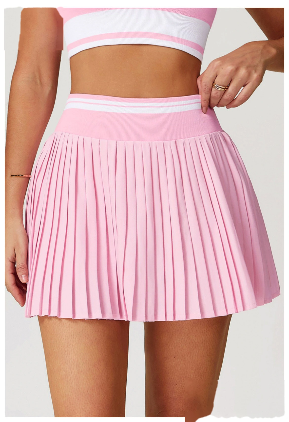 Customized contrast pleated skirt high waist A-shaped fitness skirt anti-exposure tennis skirt detail