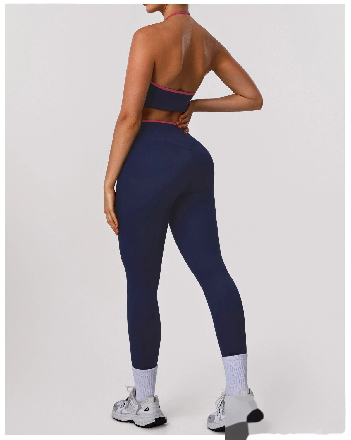 Women's Customizable Halter Neck Yoga Sports Bra Set - High-Elastic Comfortable Open Back Activewear for Yoga & Fitness detail
