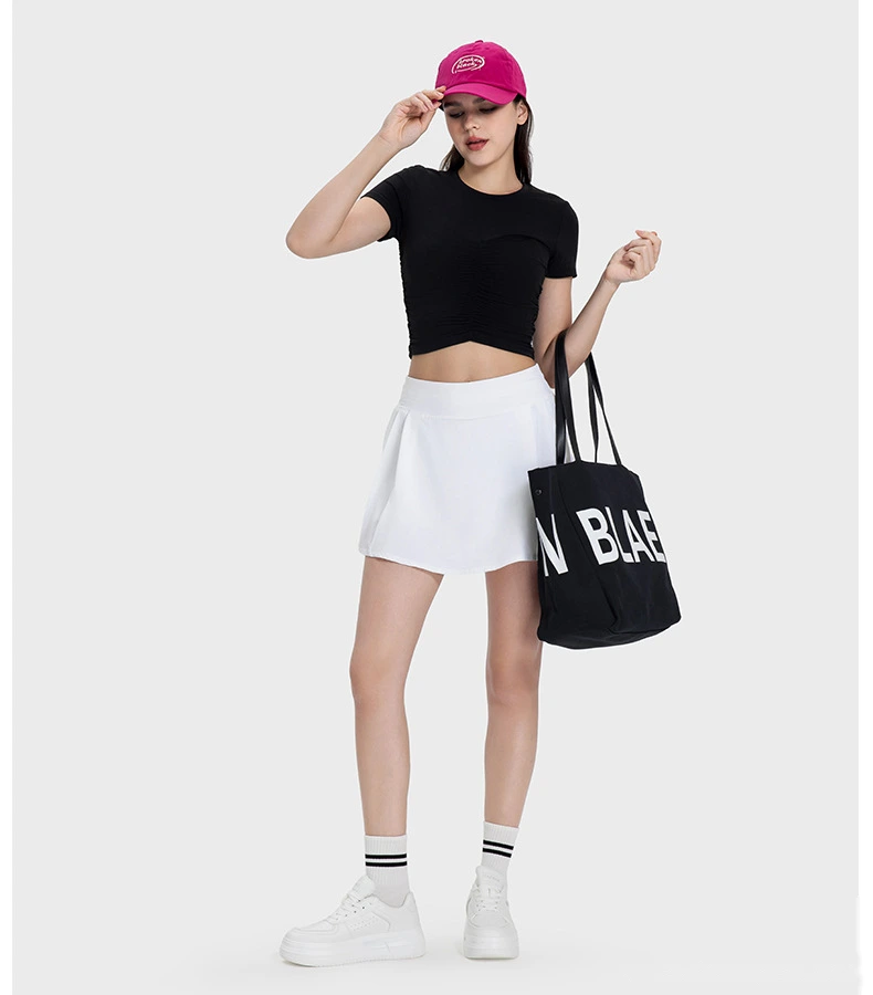 Customized pleated yoga shorts skirt female fake two-piece anti-exposure tennis skirt detail