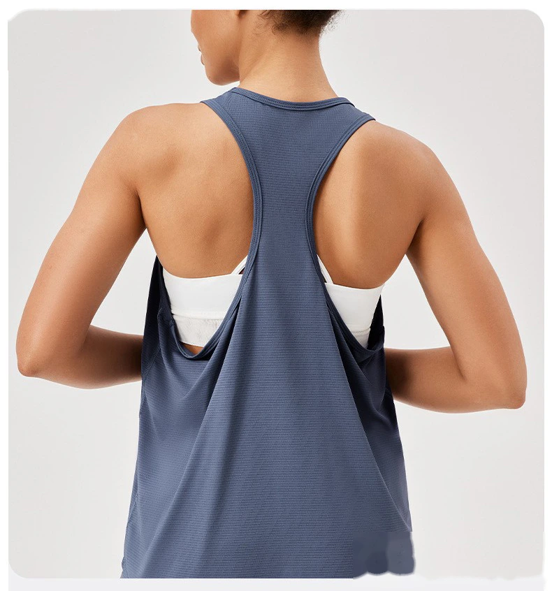 Sports blouse loose suspender vest yoga clothes breathable sleeveless fitness running top detail