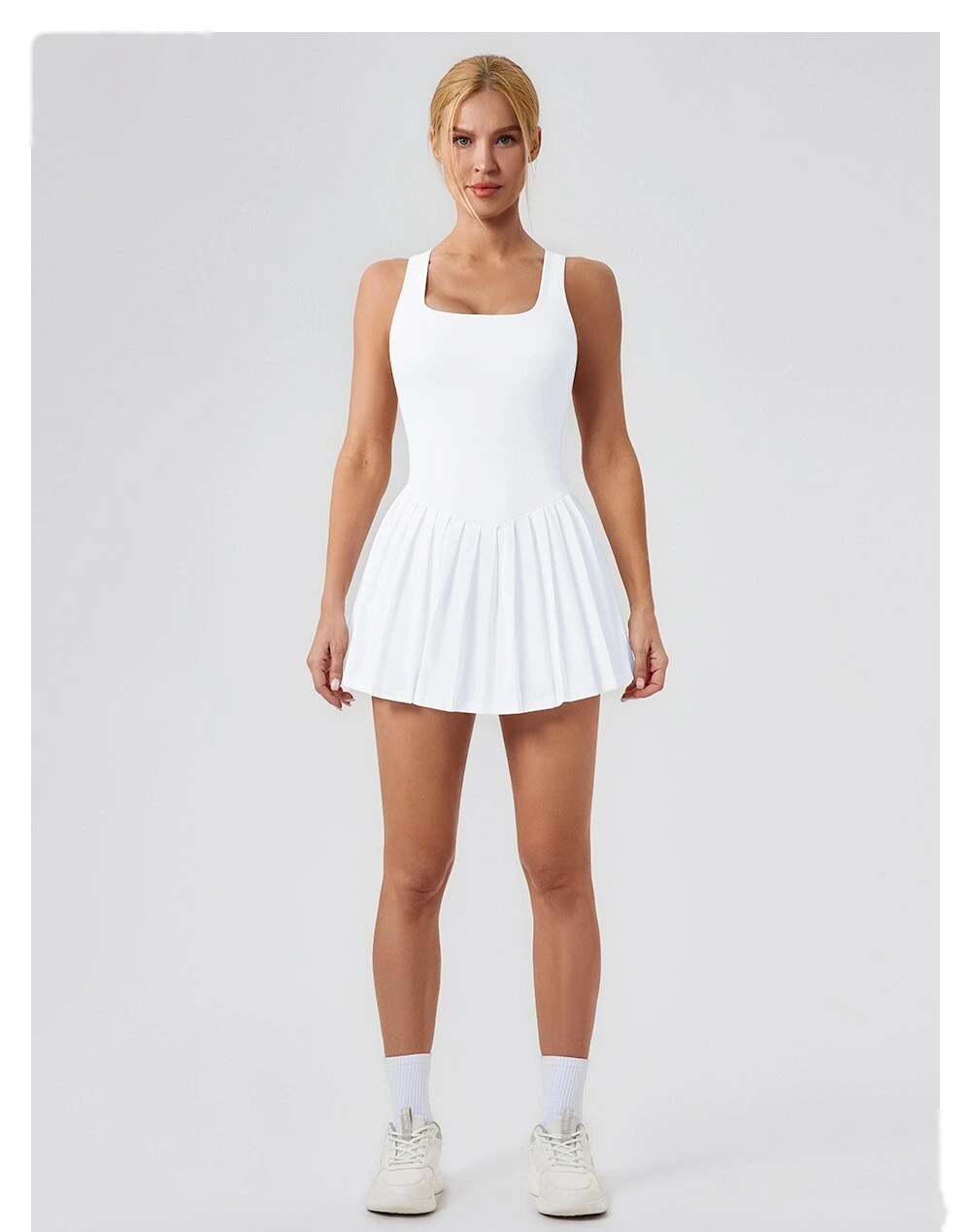 Fake two-piece tennis skirt bottoming anti-exposure fitness pocket pleated skirt sports dress detail