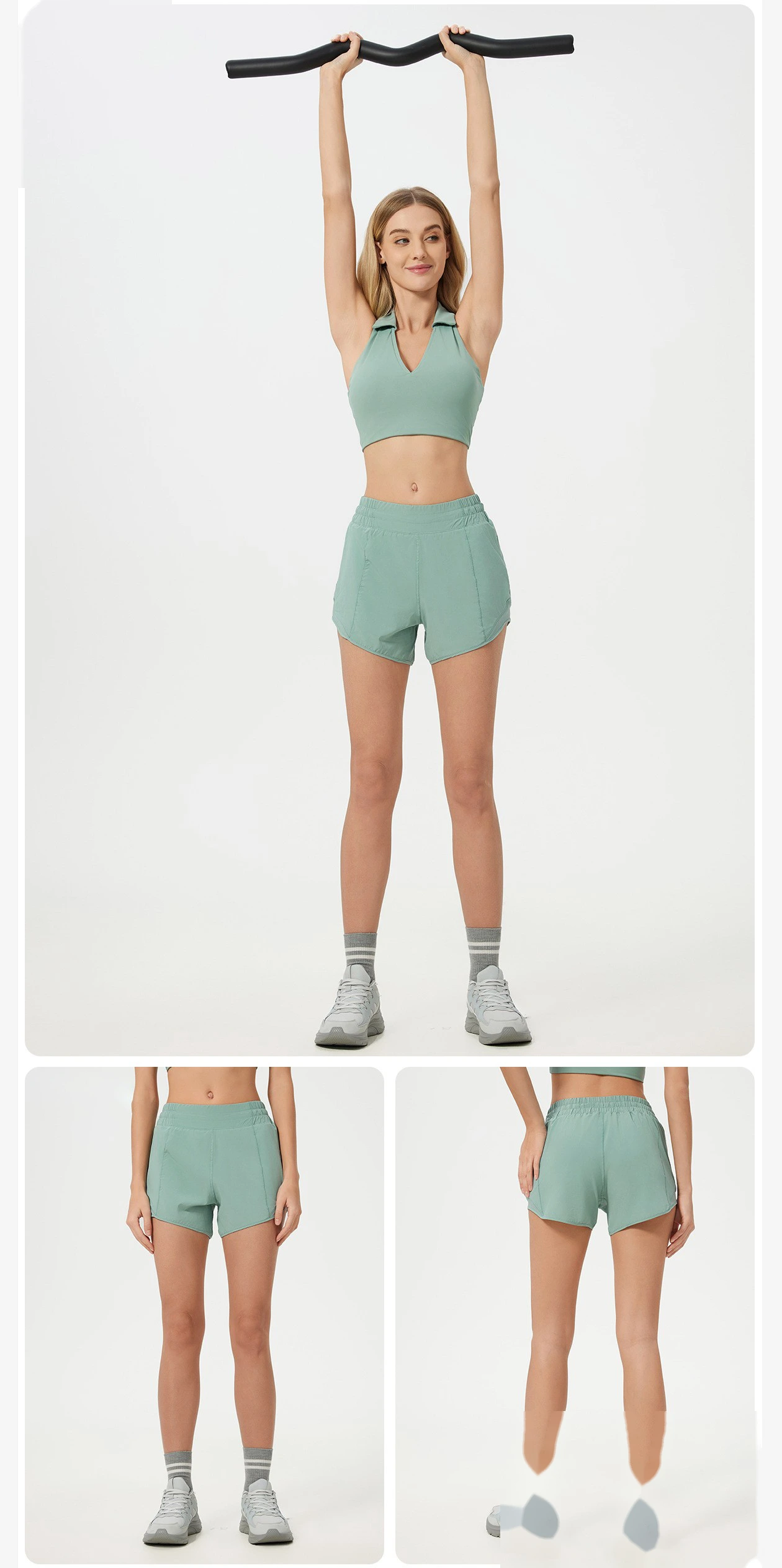 Customized loose quick-drying sports shorts women's summer running training fitness pants high waist yoga shorts detail
