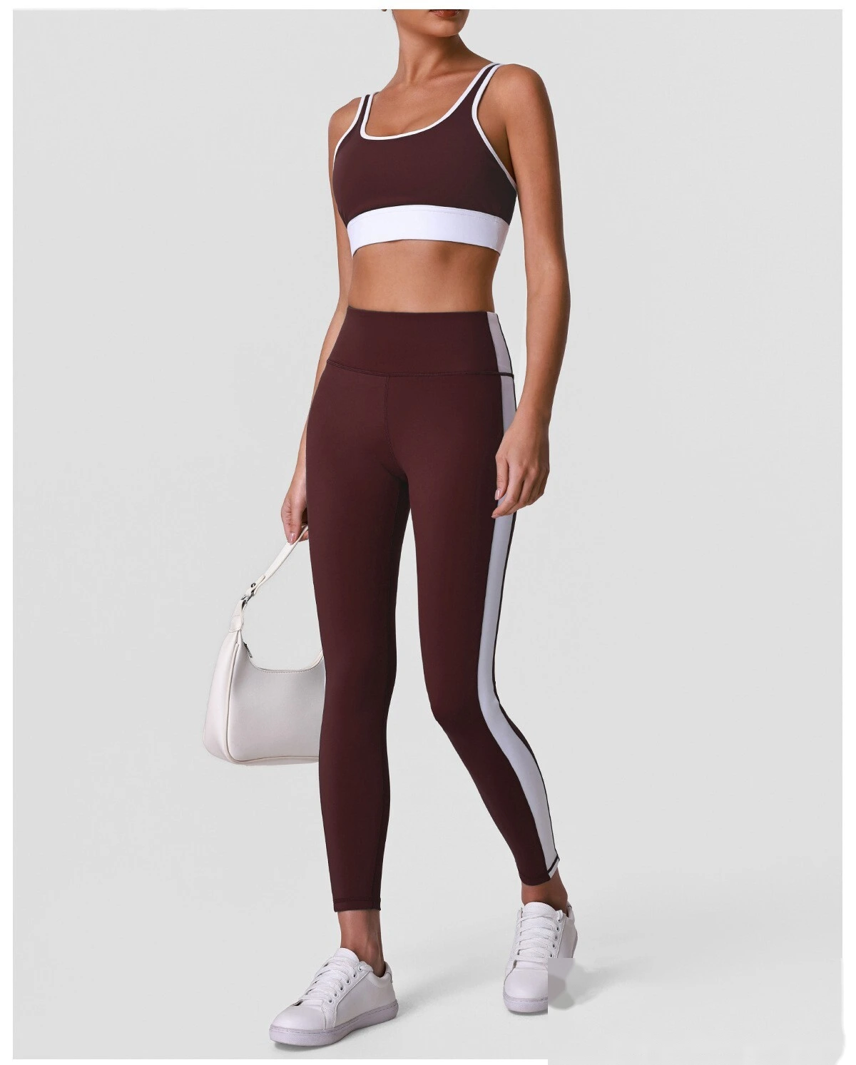 Women’s Custom Color Block Running Pants High Waist Tummy Control Butt Lifting Yoga Fitness Leggings detail