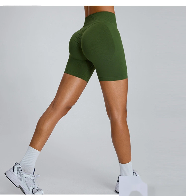 Seamless yoga shorts women's three-point high waist sweatpants nude quick-drying fitness yoga clothes - allni detail