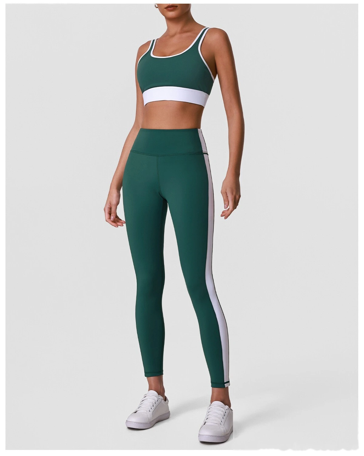 Women’s Custom Color Block Running Pants High Waist Tummy Control Butt Lifting Yoga Fitness Leggings detail