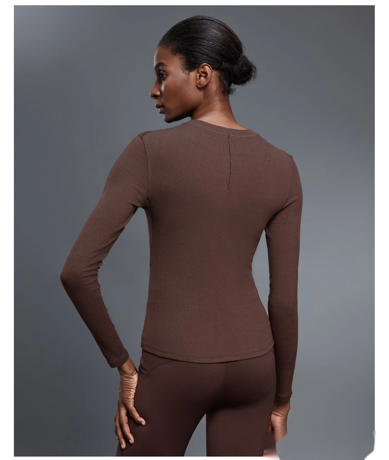 Customized Henry shirt modal skin-friendly sports shirt fitness yoga long sleeve T-shirt women detail