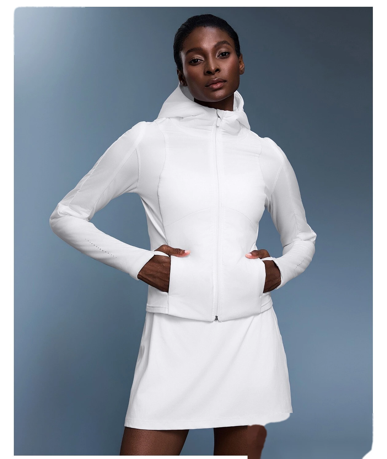 Customized autumn and winter ladies' thin cotton-padded clothes slim and slim plus cashmere cardigan sports hooded coat detail