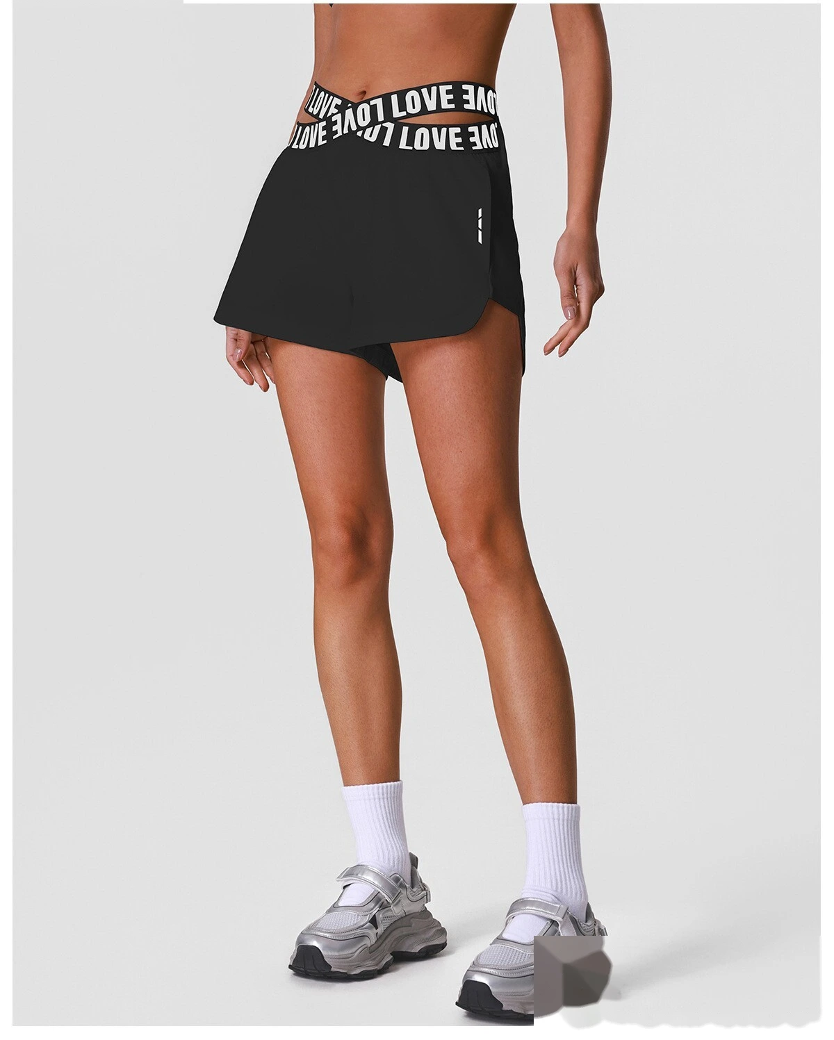 Summer Quick Dry Sports Shorts, Letter Webbing Elastic Lined Workout Yoga Shorts With Pocket detail