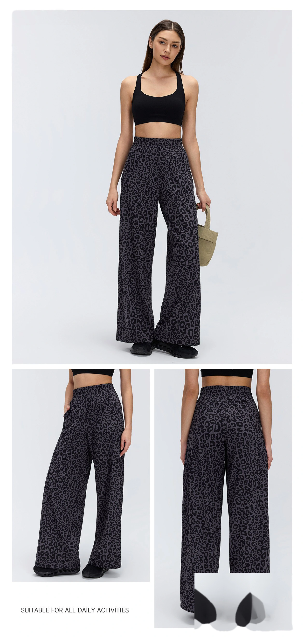 Women’s Custom Spring Summer Thin Breathable Straight Sports Pants Drawstring Loose Slim Casual Wide Leg Pants detail