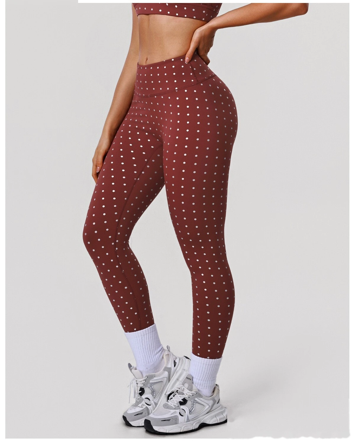 Bulk Custom Silver Polka Dot Yoga Leggings - Factory Direct High-Waisted Tights Products detail